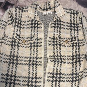 Sandro Cream and Black Plaid Blazer